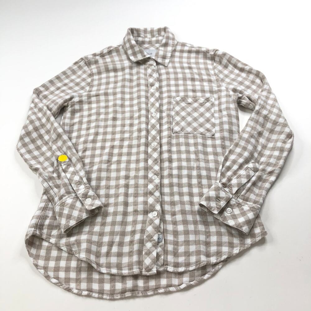Rails XS 100% Rayon Women's Button Long Sleeve Check Shirt Brown Gray Glitter